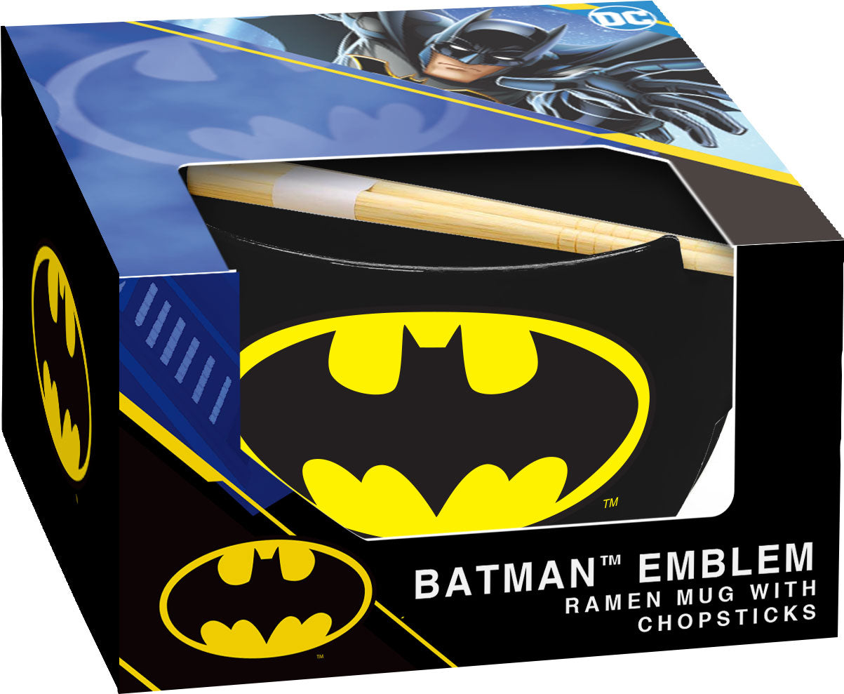 DC Comics Batman Emblem Ramen Mug & Chopsticks Set (24oz) – 4 PC PPK