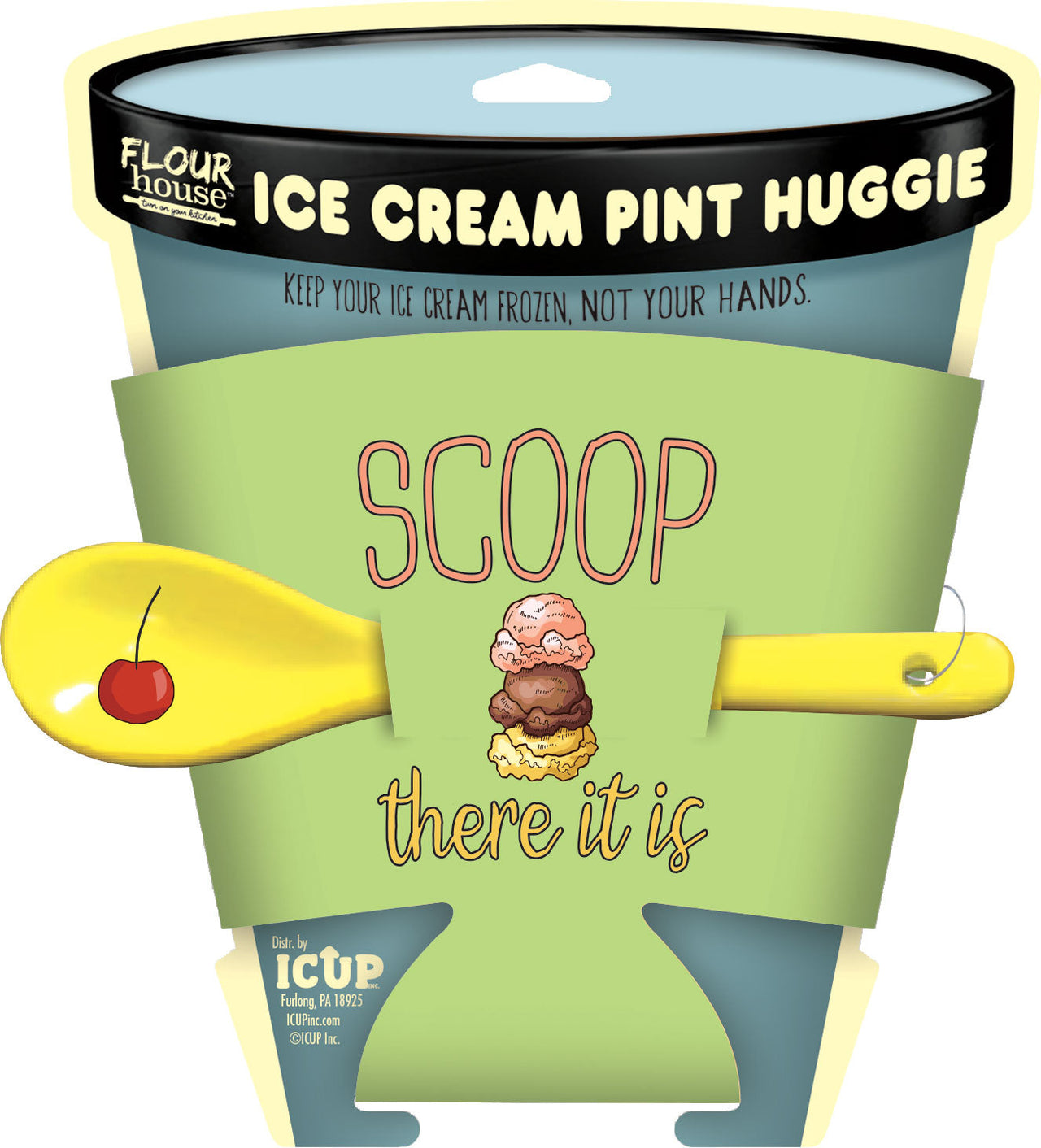 Scoop There It Is Ice Cream Pint Huggie Cooler & Spoon (With Card) – 6 PC PPK
