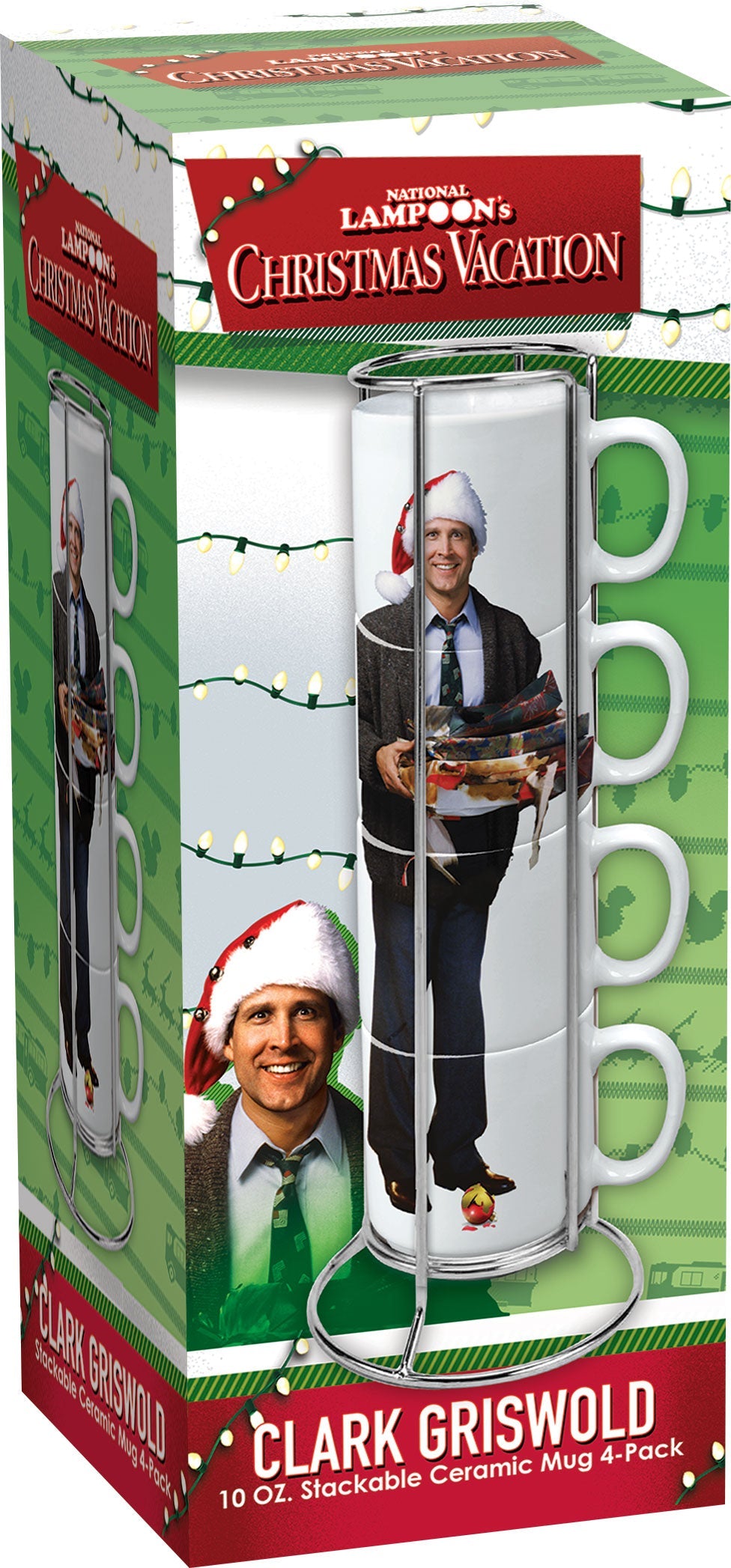 Christmas Vacation Clark Griswold Ceramic Mug (Stacking 4-Pack / 10oz / Closed Box) – 4 PC PPK