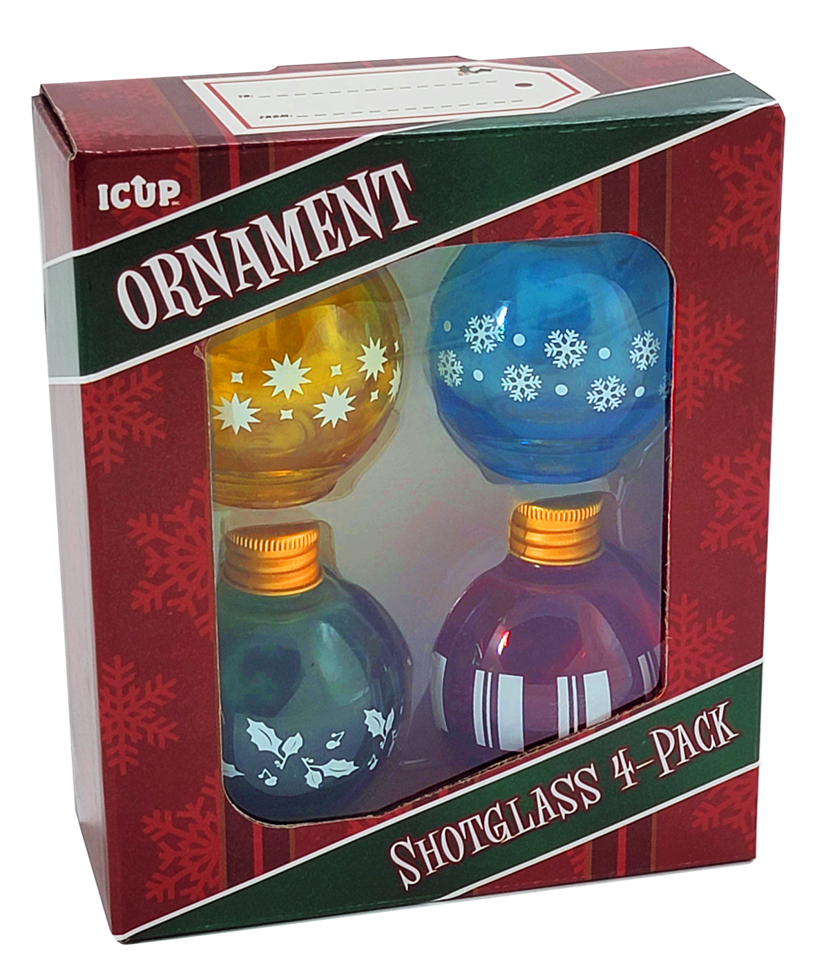 Holiday Ornament Mini-Glass Set (4-Pack / 1.35 oz) – 3 PC PPK