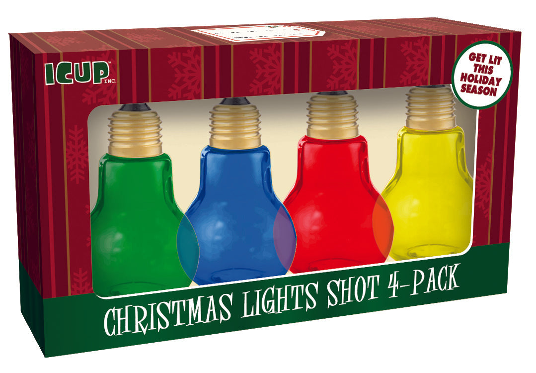 Christmas Lightbulbs Mini-Glass Set (4-Pack / 1.35 oz) – 3 PC PPK