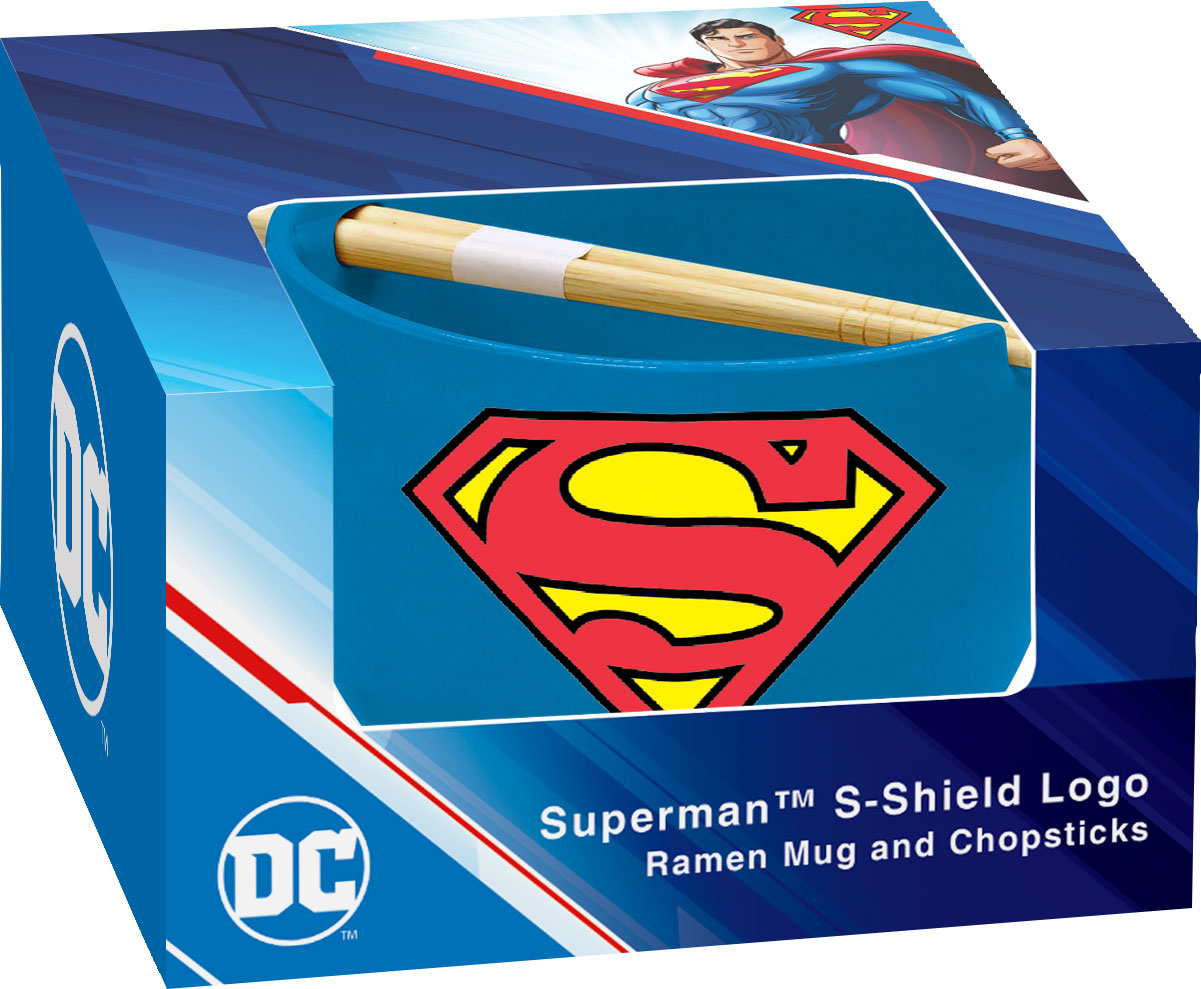 DC Comics Superman Emblem Ramen Mug & Chopsticks Set (24oz) – 4 PC PPK