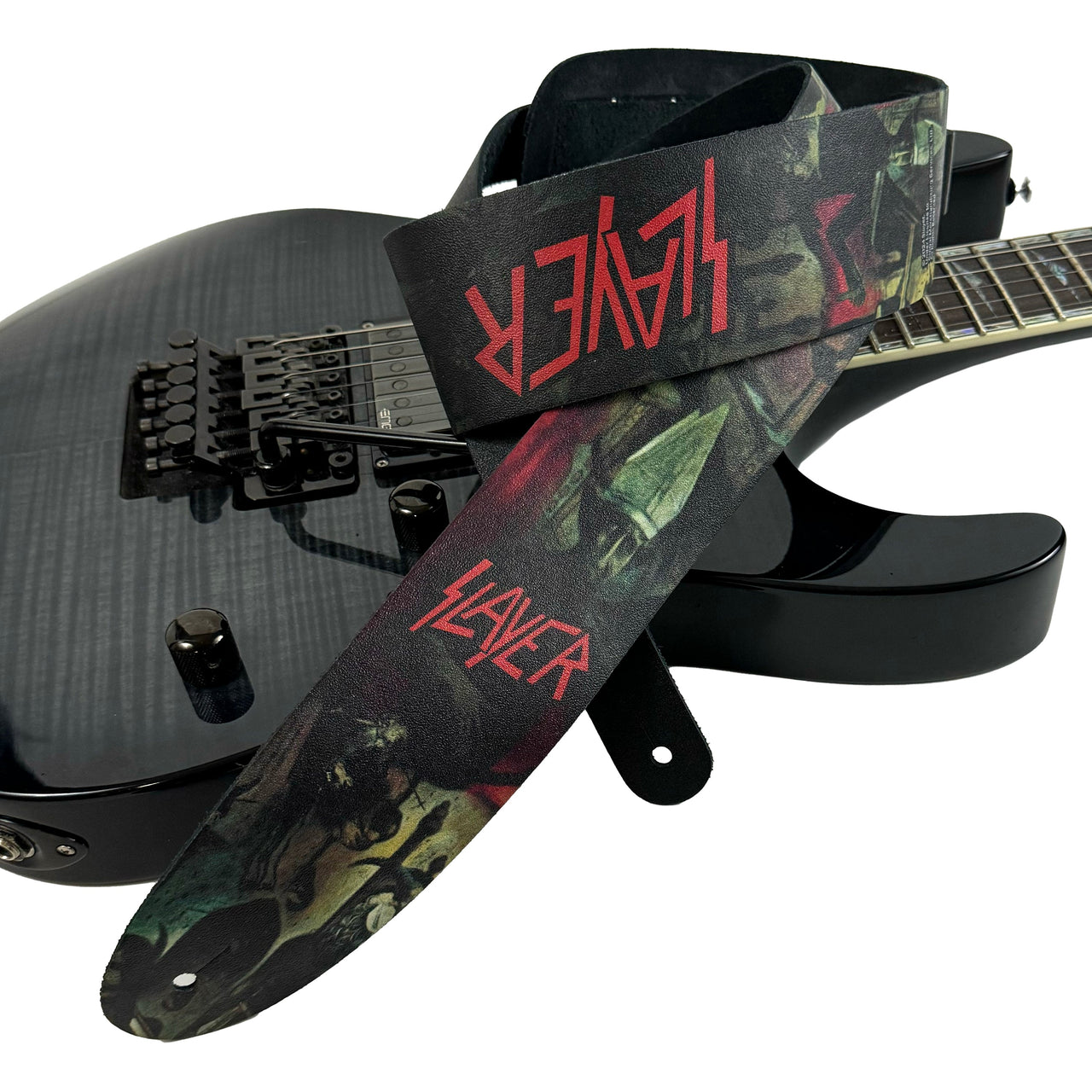 SLAYER REIGN IN BLOOD PRINTED LEATHER GUITAR STRAP