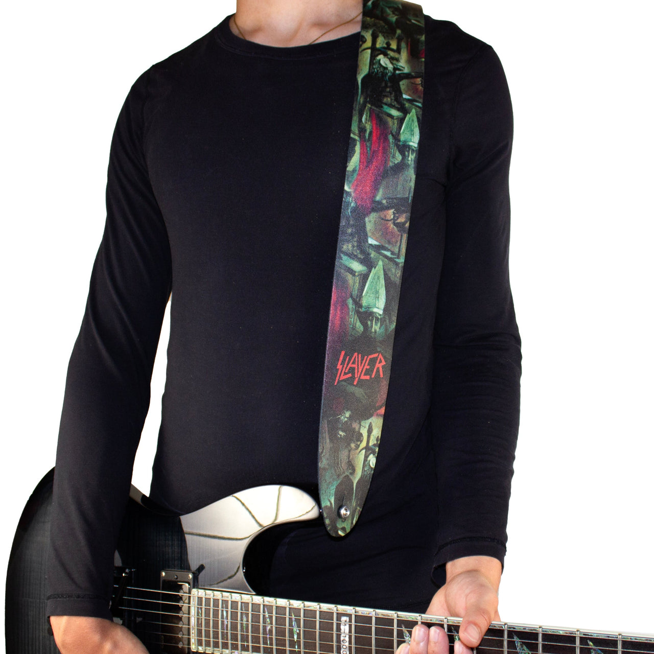 SLAYER REIGN IN BLOOD PRINTED LEATHER GUITAR STRAP
