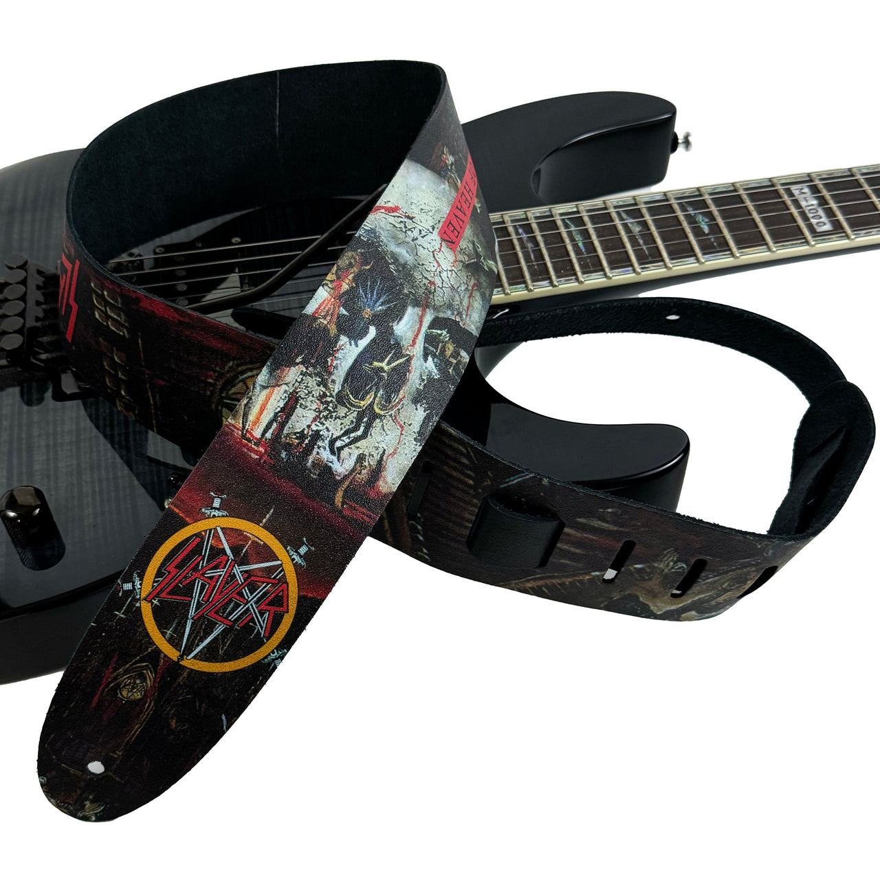 SLAYER SOUTH OF HEAVEN PRINTED LEATHER GUITAR STRAP