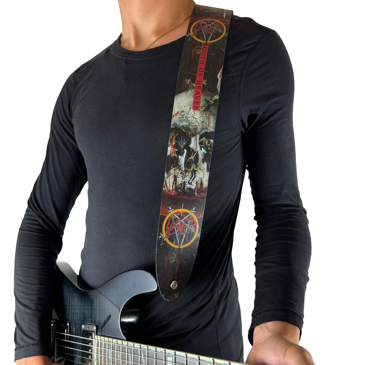 SLAYER SOUTH OF HEAVEN PRINTED LEATHER GUITAR STRAP