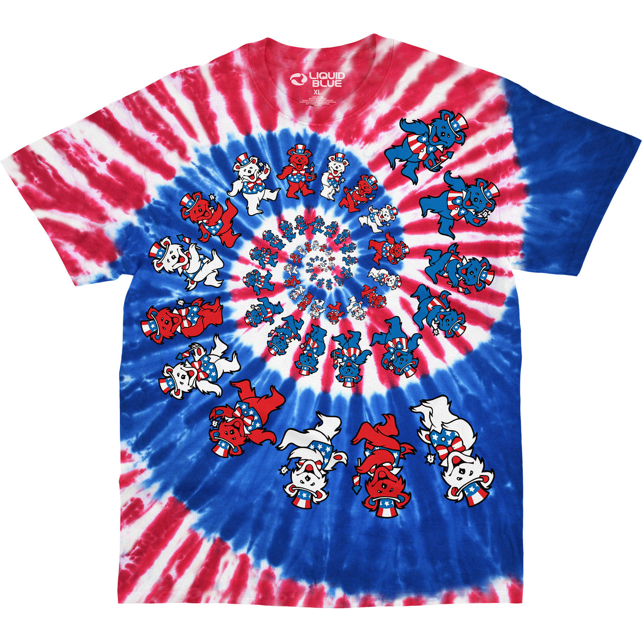 Spiral Patriotic Bears Tie-Dye T-Shirt