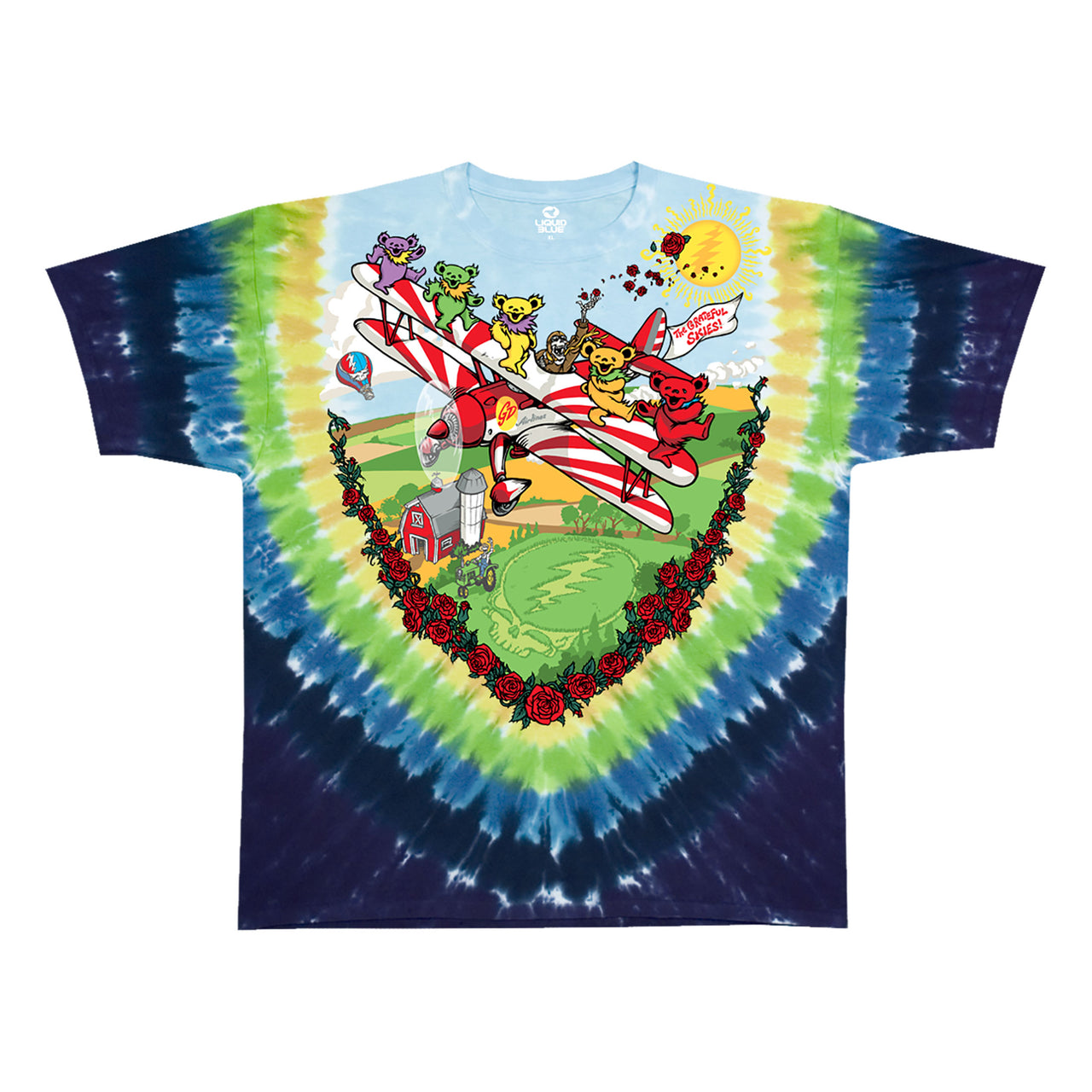 Bi-Plane Bears Youth Tie-Dye T-Shirt