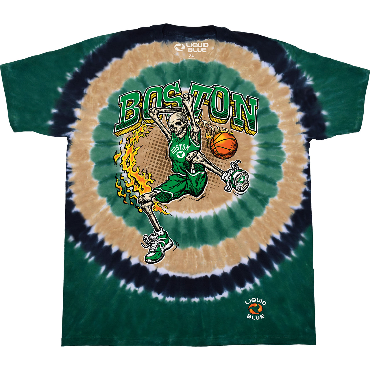Boston Dunker Basketball Skeleton Tie-Dye T-Shirt