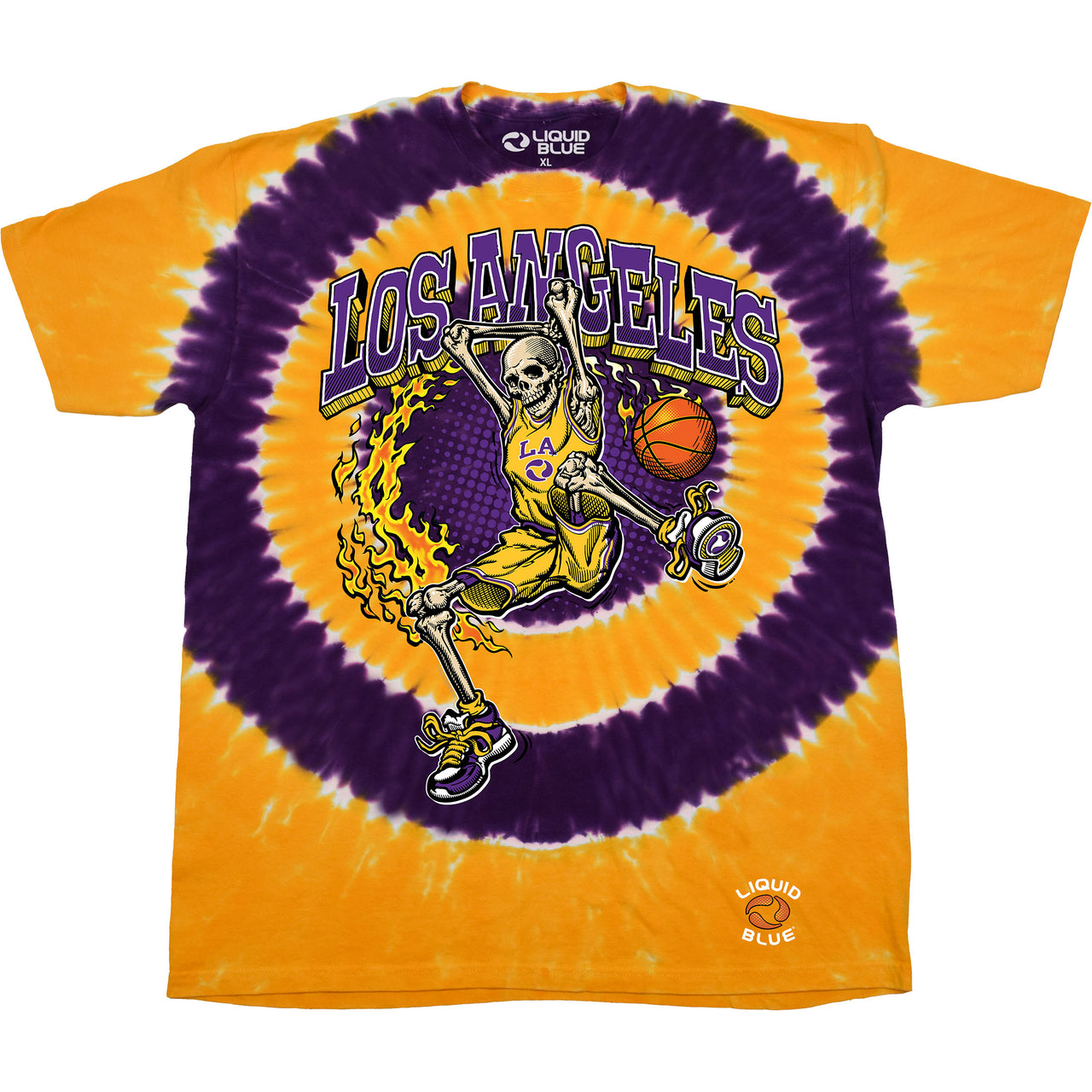 Los Angeles Dunker Basketball Skeleton Tie-Dye T-Shirt