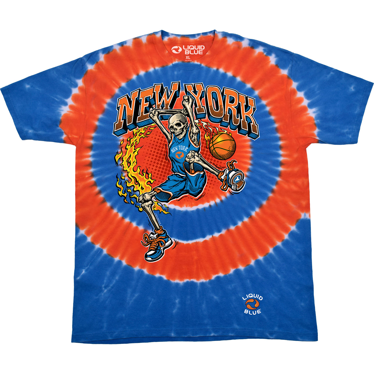 New York Dunker Basketball Skeleton Tie-Dye T-Shirt
