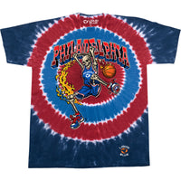 Thumbnail for Philadelphia Dunker Basketball Skeleton Tie-Dye T-Shirt