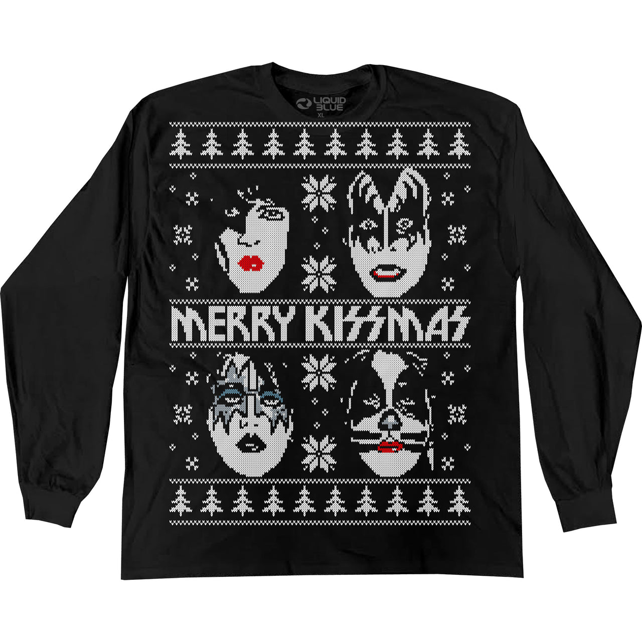 Merry KISSmas Sweater Black Long Sleeve T-Shirt