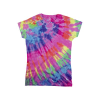 Thumbnail for Rainbow Nebula Unprinted Juniors Long Length Tie-Dye T-Shirt