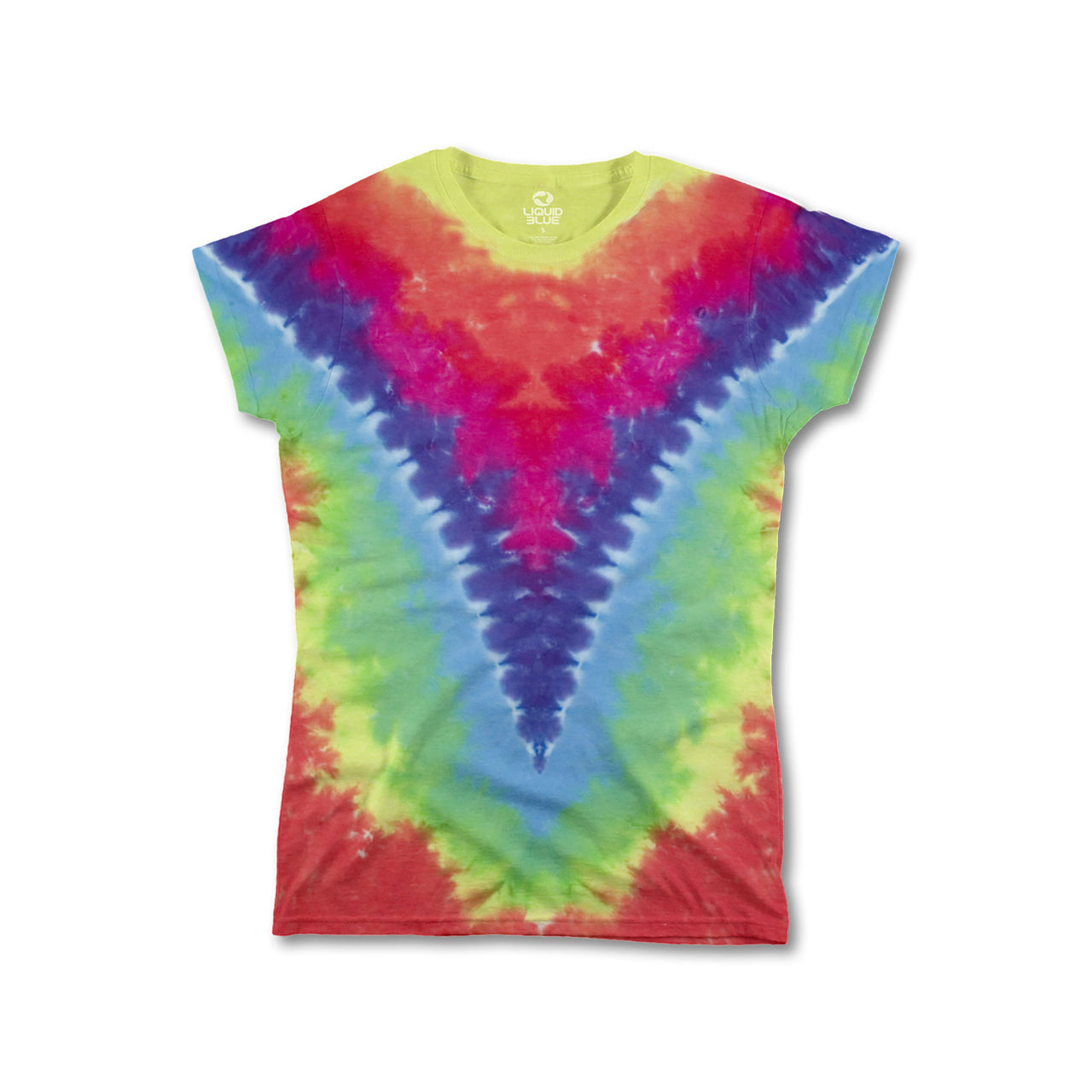 Rainbow V Unprinted Juniors Long Length Tie-Dye T-Shirt