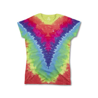 Thumbnail for Rainbow V Unprinted Juniors Long Length Tie-Dye T-Shirt