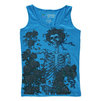 Thumbnail for Skeleton and Roses Blue Juniors Tank Top T-Shirt