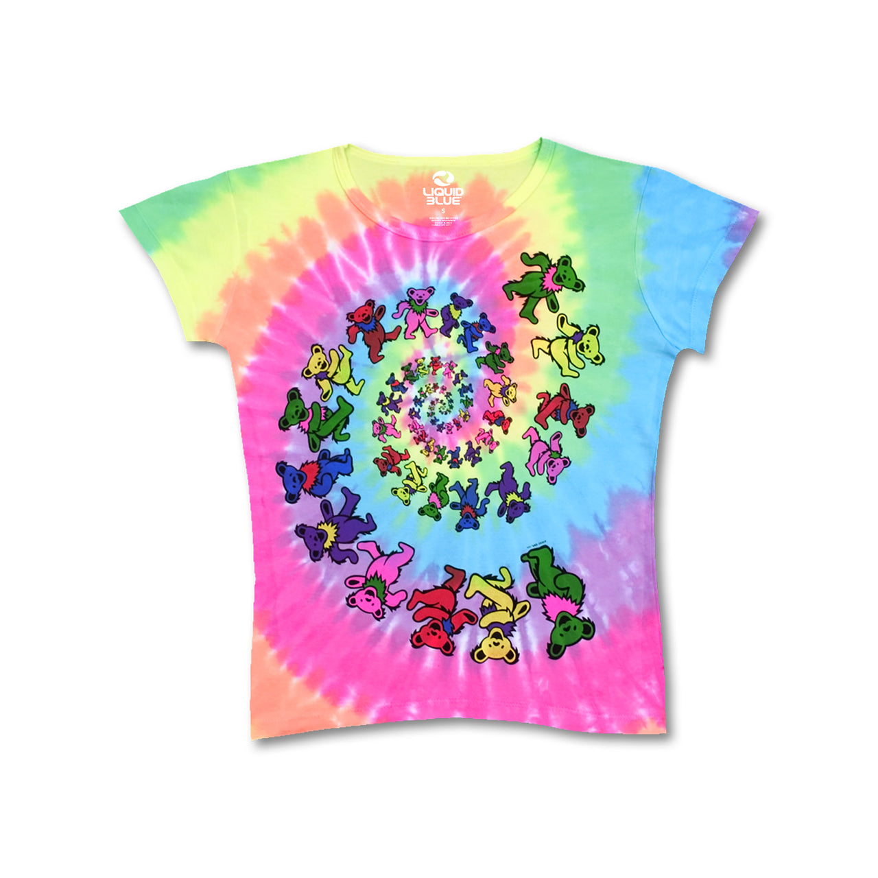 Spiral Bears Womens Tie-Dye Juniors Long Length T-Shirt