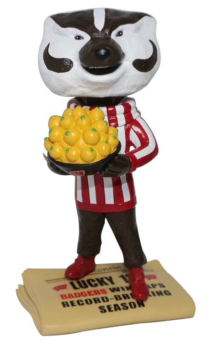 Bucky Badger Wisconsin Badgers Newspaper Base Bobblehead NCAA