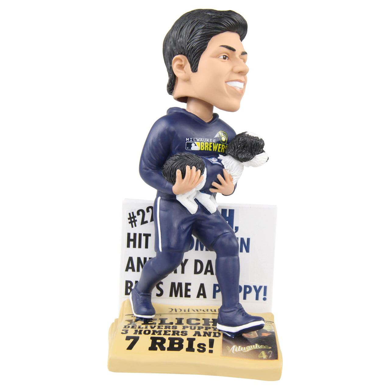 Christian Yelich Milwaukee Brewers Home Run Dog Newspaper Base Bobblehead MLB