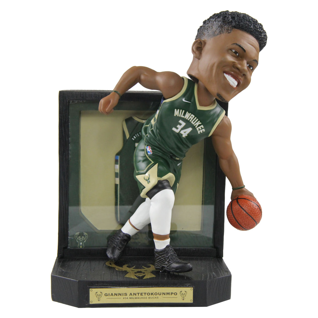 Giannis Antetokounmpo Milwaukee Bucks Framed Jersey Showcase Bobblehead NBA
