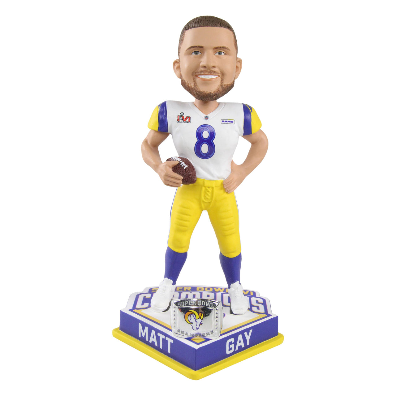Matt Gay Los Angeles Rams Super Bowl LVI Champions Bobblehead NFL Football