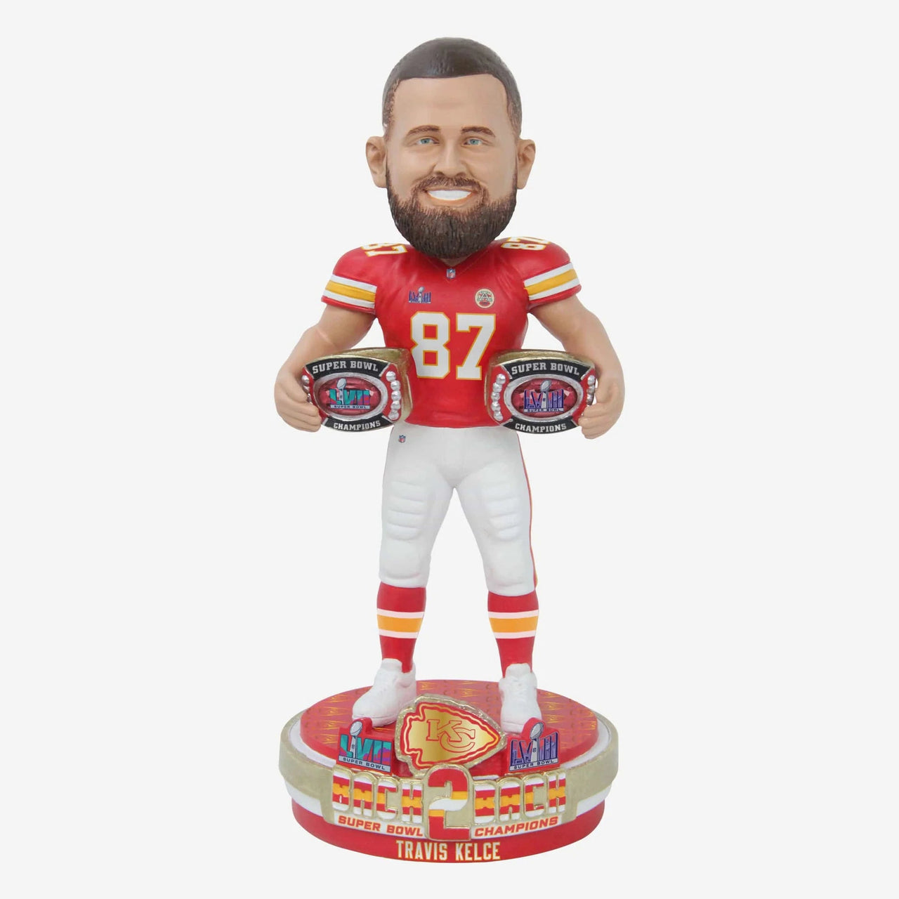 Travis Kelce Kansas City Chiefs Btb Super Bowl LviIi Champions 8" Bobble
