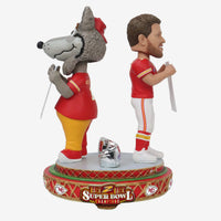 Thumbnail for Butker & Kc Wolf Kansas City Chiefs Superbowl LviiI Btb Champions Dual Spinner Bobblehead