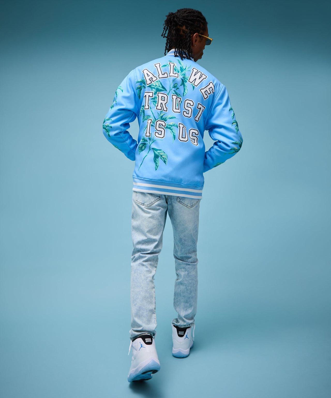 Dove Chenille Patched Embroidered Varsity Jacket