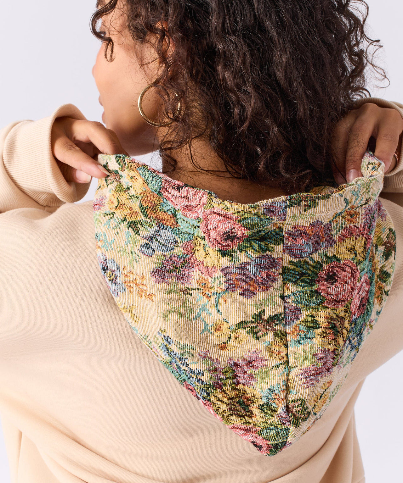 Women Floral Tapestry Graphic Zip Up Hoodie