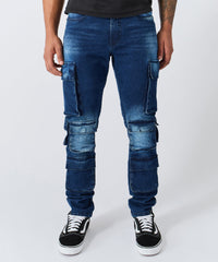 Thumbnail for Washed Fade Cargo Denim Pant