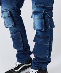 Thumbnail for Washed Fade Cargo Denim Pant