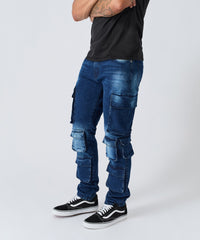 Thumbnail for Washed Fade Cargo Denim Pant