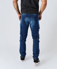 Thumbnail for Washed Fade Cargo Denim Pant
