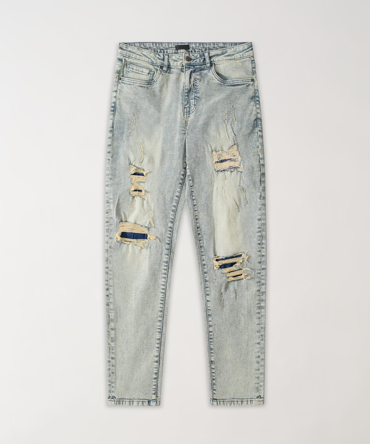 Panel Distressed Skinny Jeans