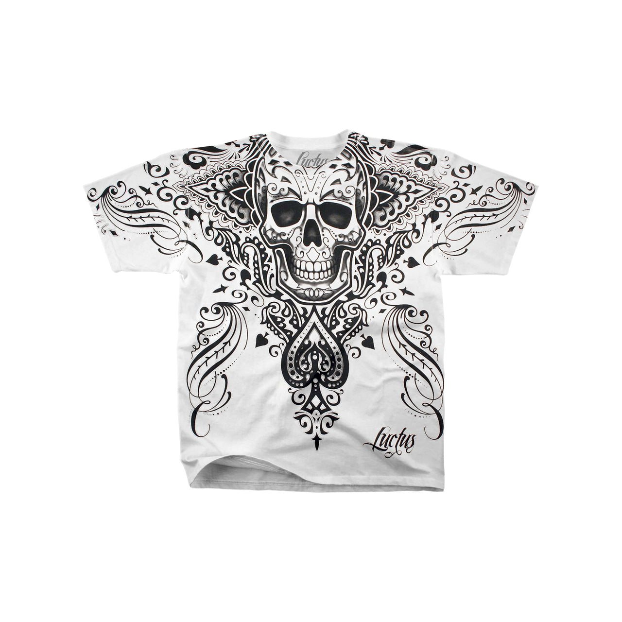 Spade Skull White Athletic T-Shirt