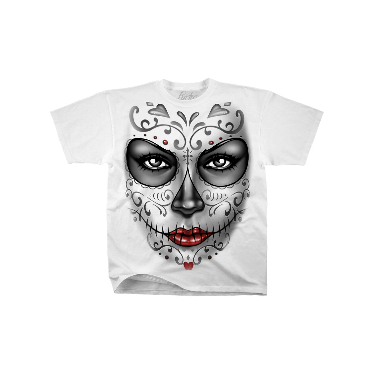 Heart Skull White Athletic T-Shirt