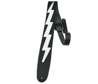 Thumbnail for Black / White Famous Guitar Strap with Lightning Bolt