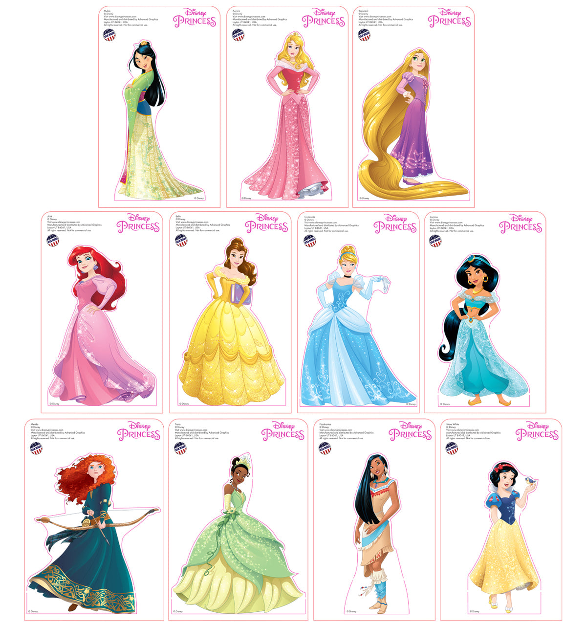 Tabletop Mini Princesses 11 Pack Cardboard Cutouts