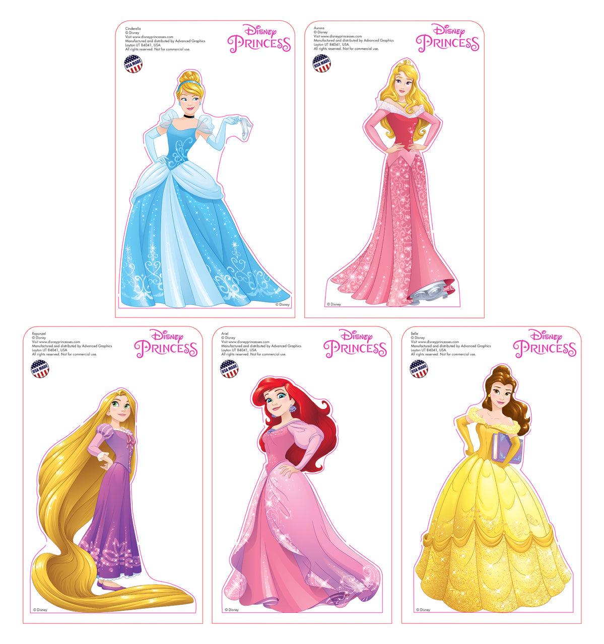 Tabletop Mini Princesses 5 Pack Cardboard Cutout