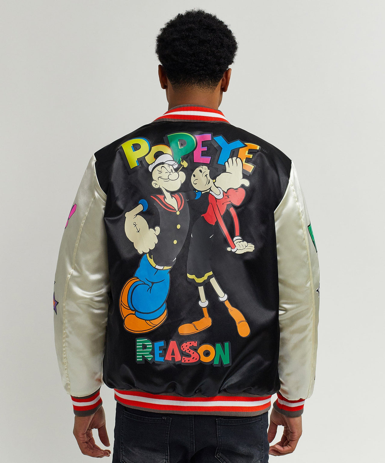 Popeye Pow Satin Bomber W/ Chenille