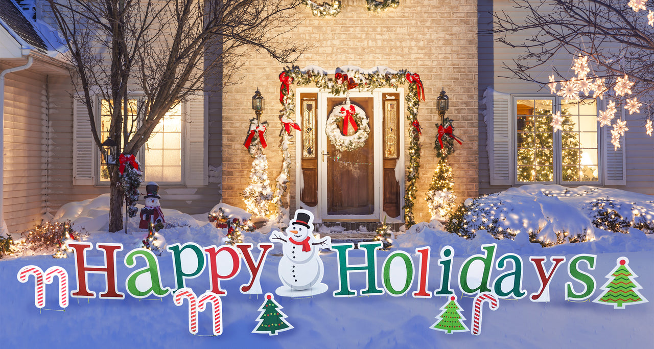Life-Size Happy Holidays Coroplast Outdoor Yard Sign