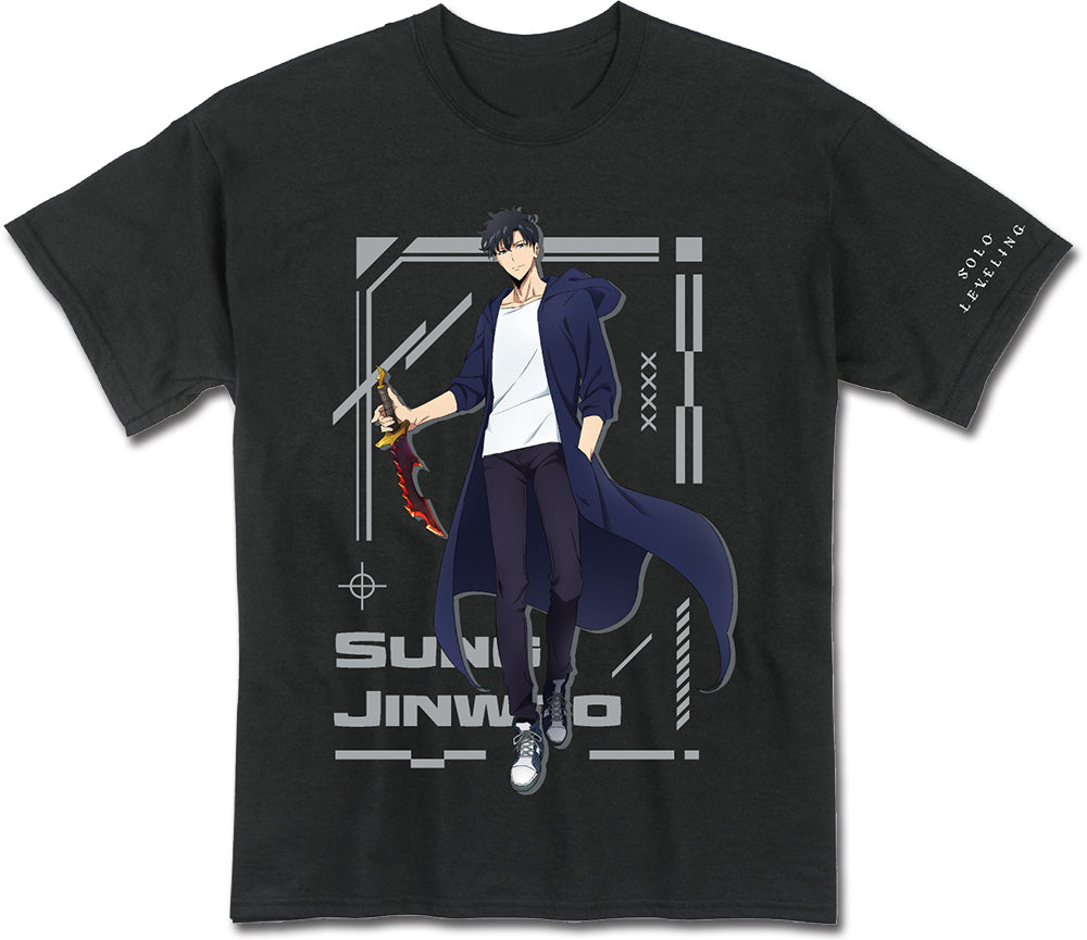 SOLO LEVELING - SUNG JINWOO STAND ART BLACK MEN'S T-SHIRT