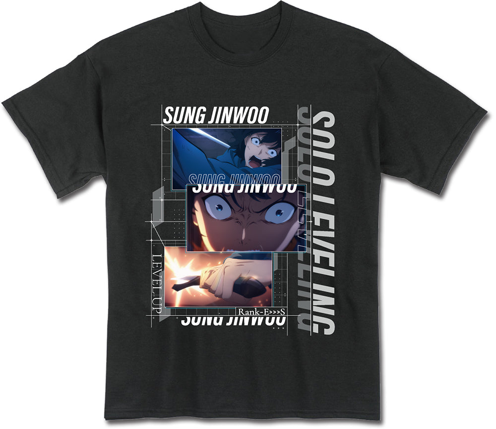 SOLO LEVELING - SUNG JINWOO FIGHTING SCREENSHOT BLACK MEN'S T-SHIRT