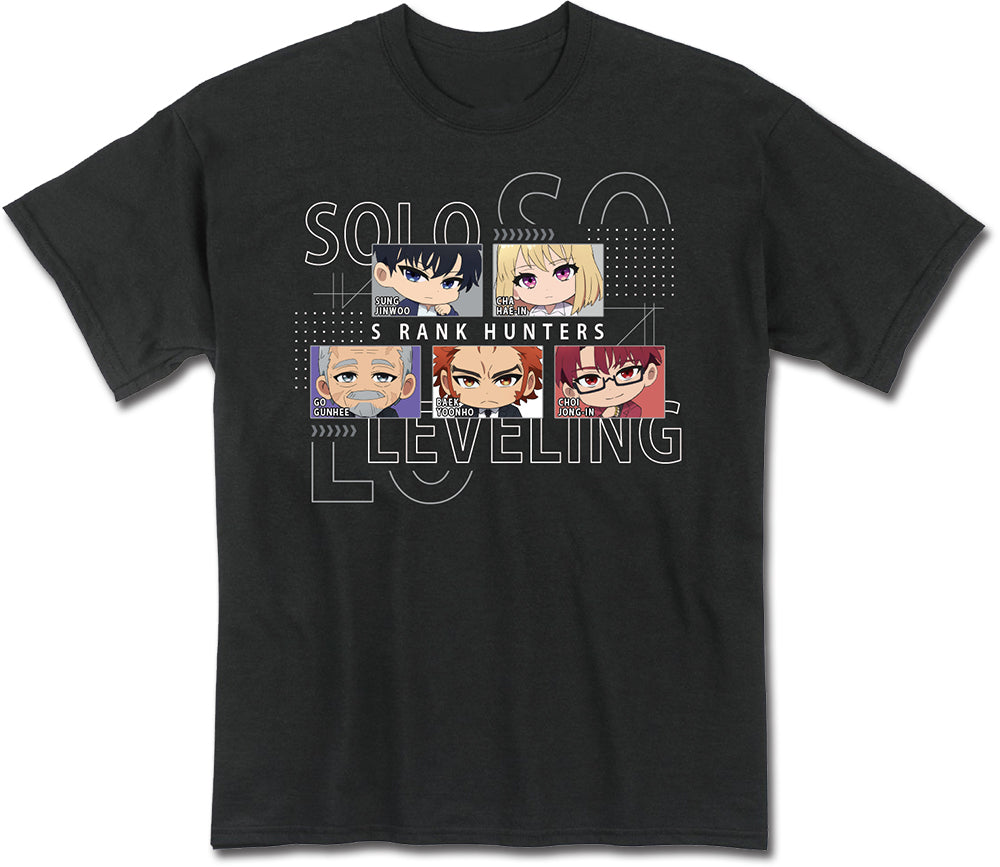 SOLO LEVELING - S-RANK HUNTERS SD WITH TEXT BLACK MENS' T-SHIRT