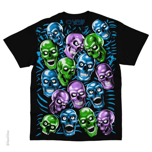 Skull Pile Blue Green Purple T-Shirt