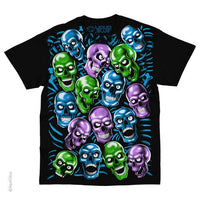 Thumbnail for Skull Pile Blue Green Purple T-Shirt