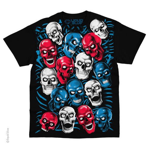 Skull Pile Red White Blue T-Shirt
