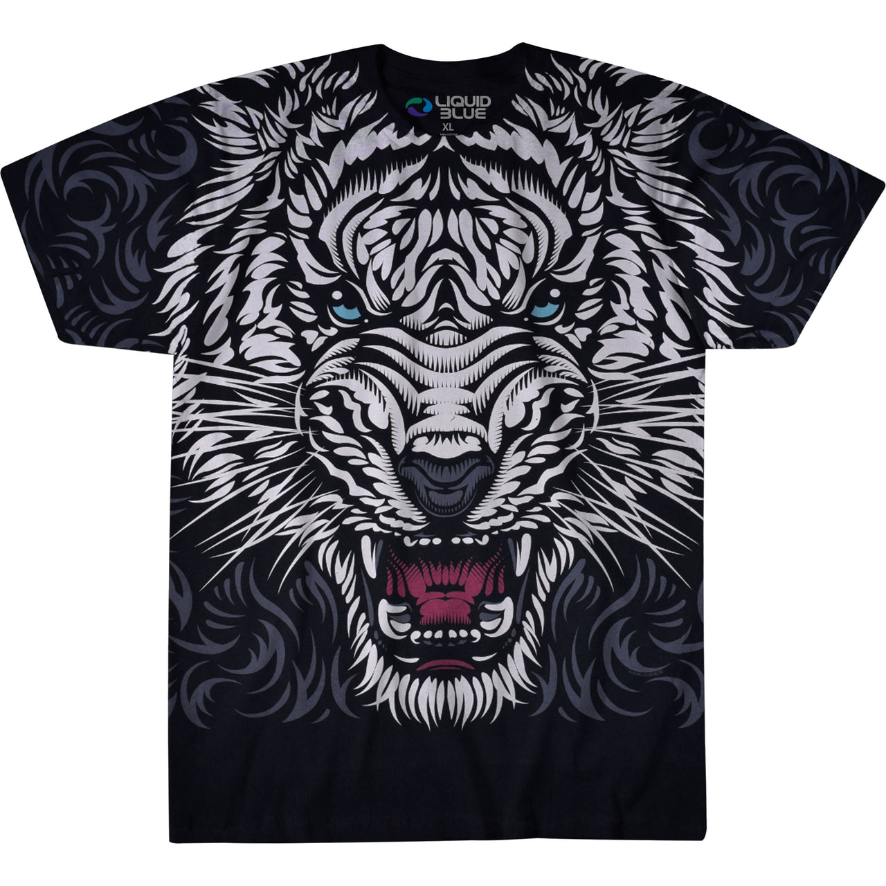 White Tiger Stare Black T-Shirt
