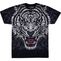 Thumbnail for White Tiger Stare Black T-Shirt